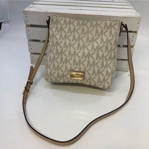 MICHAEL KORS, WHITE, TAN SAFFIANO LEATHER CROSSBODY BAG (ASIS)